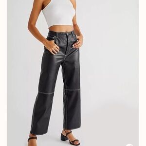 Free People Size 2 It Factor Vegan Leather Wide Leg Ankle